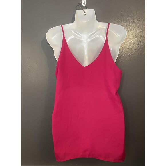 Shinestar Tank Top Womens Medium Hot Pink V Neck Cami Sleeveless HT4030S Blouse - Picture 4 of 6